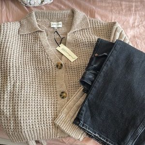 Collared crop cardigan